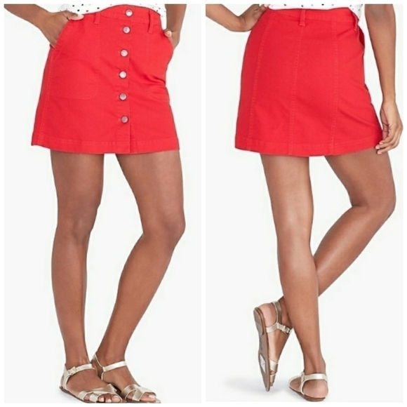 J. Crew Dresses & Skirts - J. Crew Mercantile | Red Twill Button-Down Skirt (Size 10)